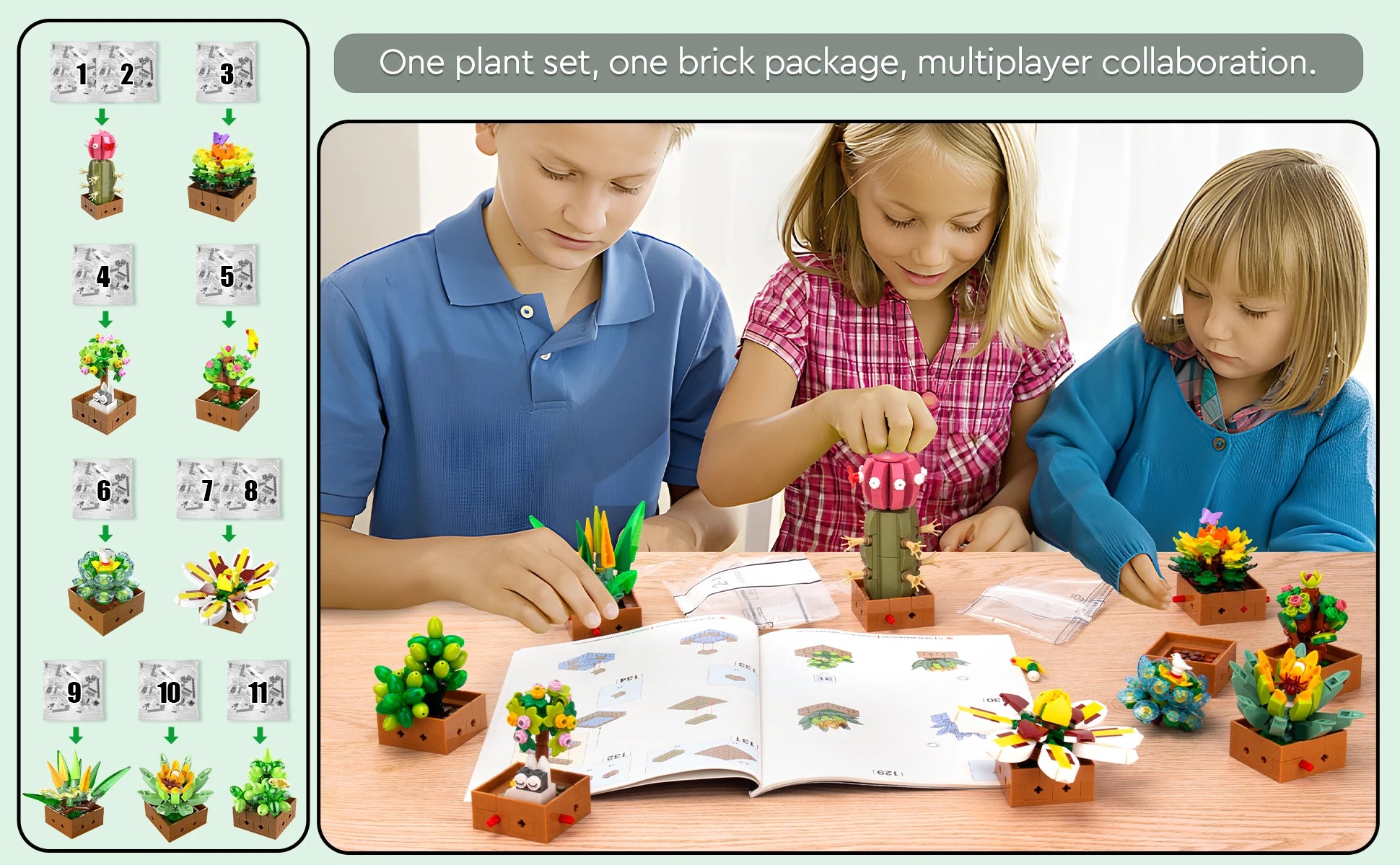 Flower Plant Bonsai Building Set 9pcs of Succulent Legos