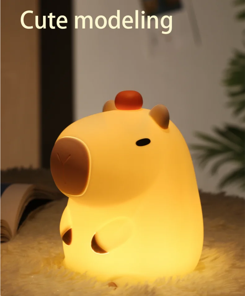 Cute Squishy Capybara Night Light  Animal Lamp