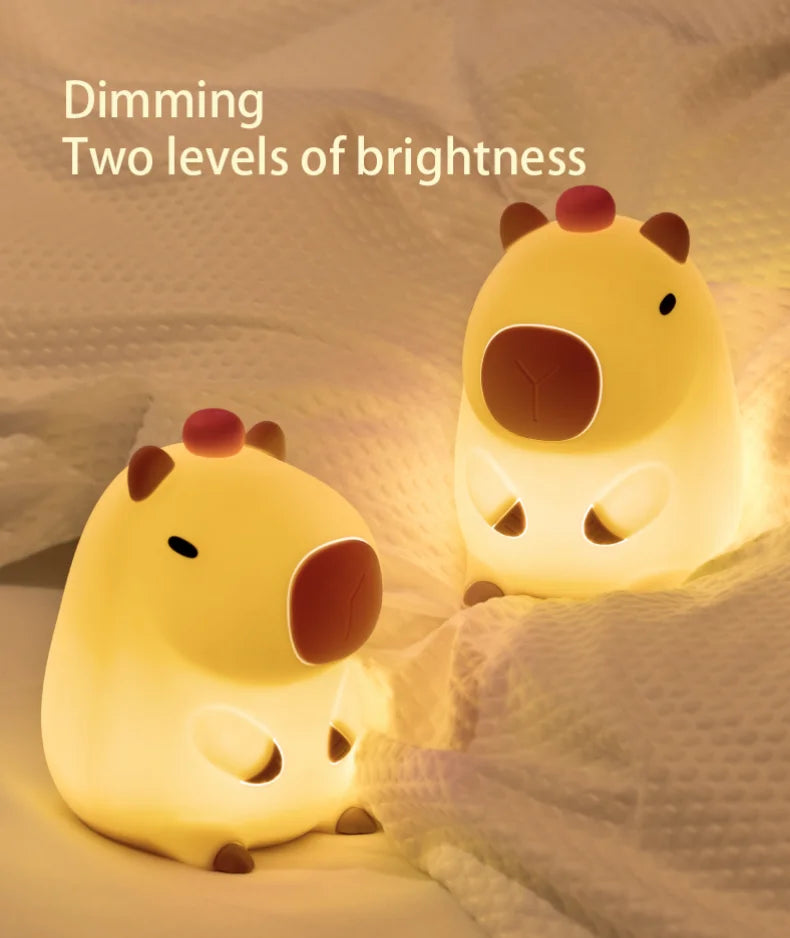 Cute Squishy Capybara Night Light  Animal Lamp