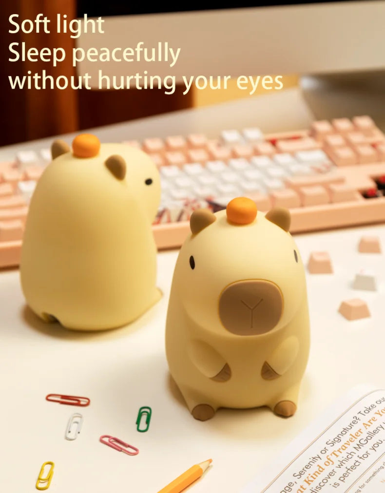 Cute Squishy Capybara Night Light  Animal Lamp
