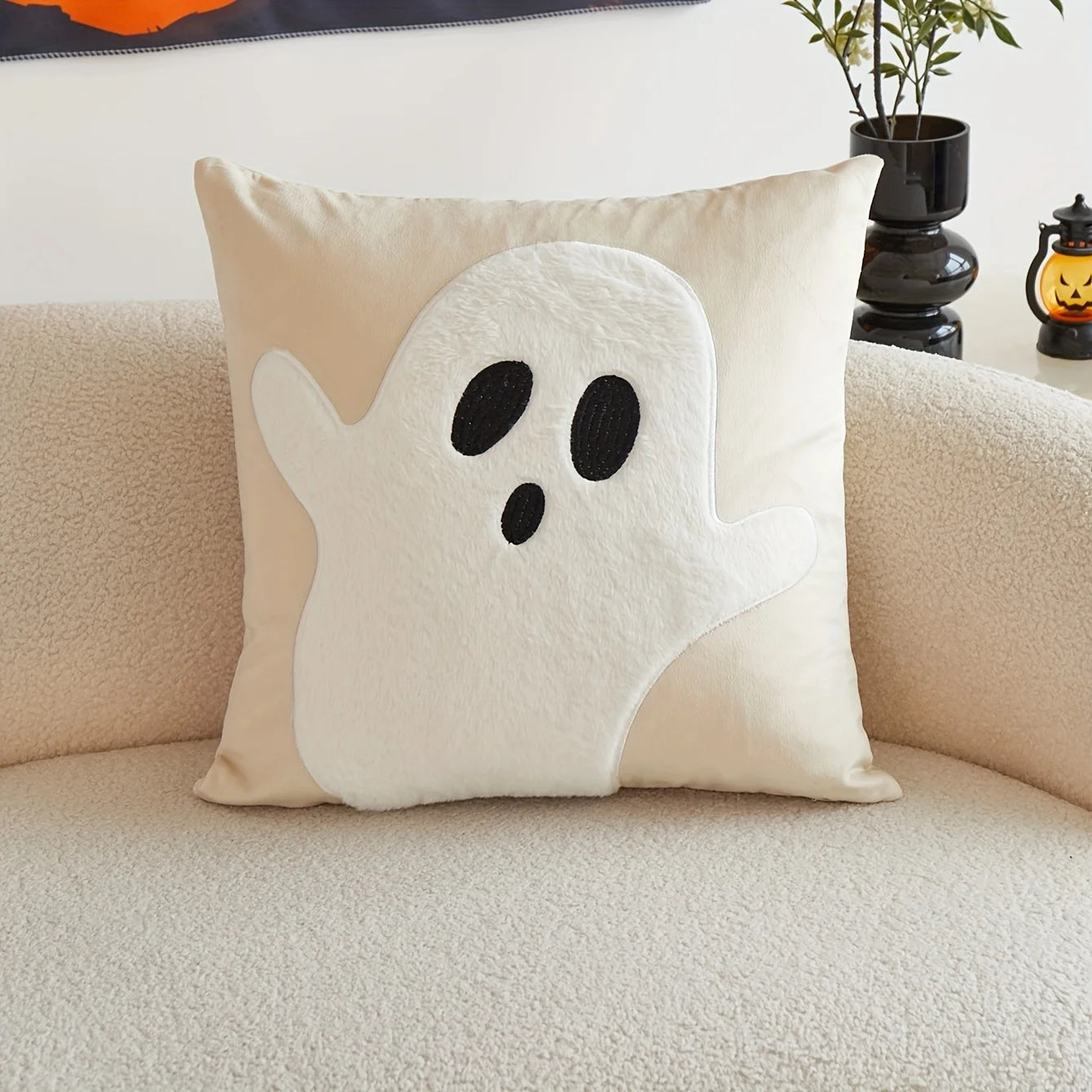 Halloween Ghost Embroidery Pillow Cover