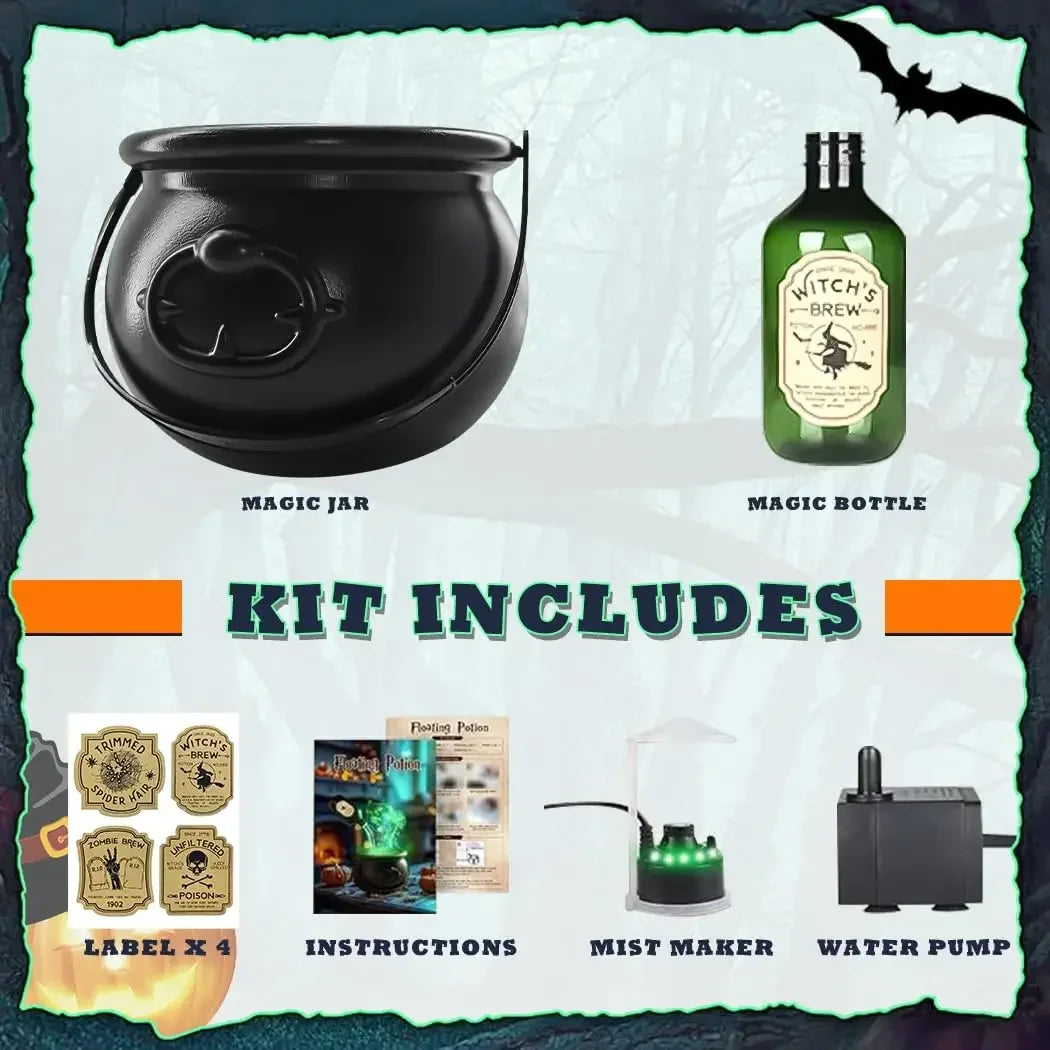 Halloween WitchCauldron with LED Light & Fog Mist
