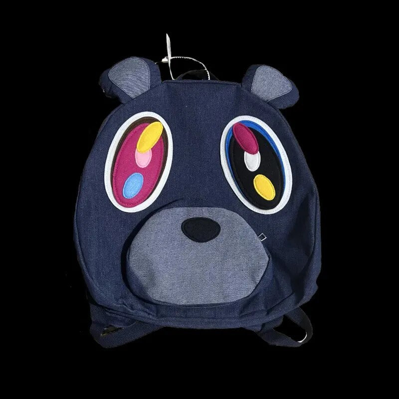 Kanye College Dropout Bear Denim Backpack Kanye