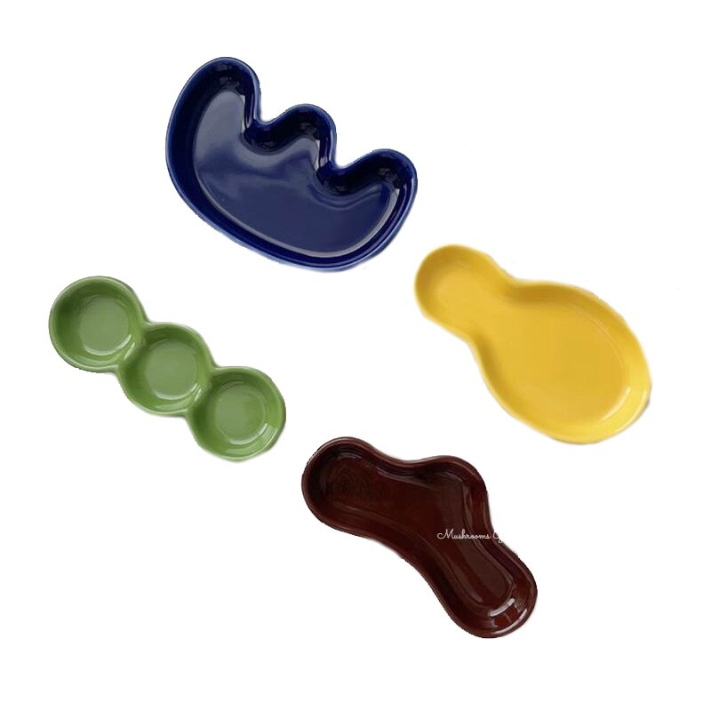 4 Colors Ceramic Dipping Flower Dish