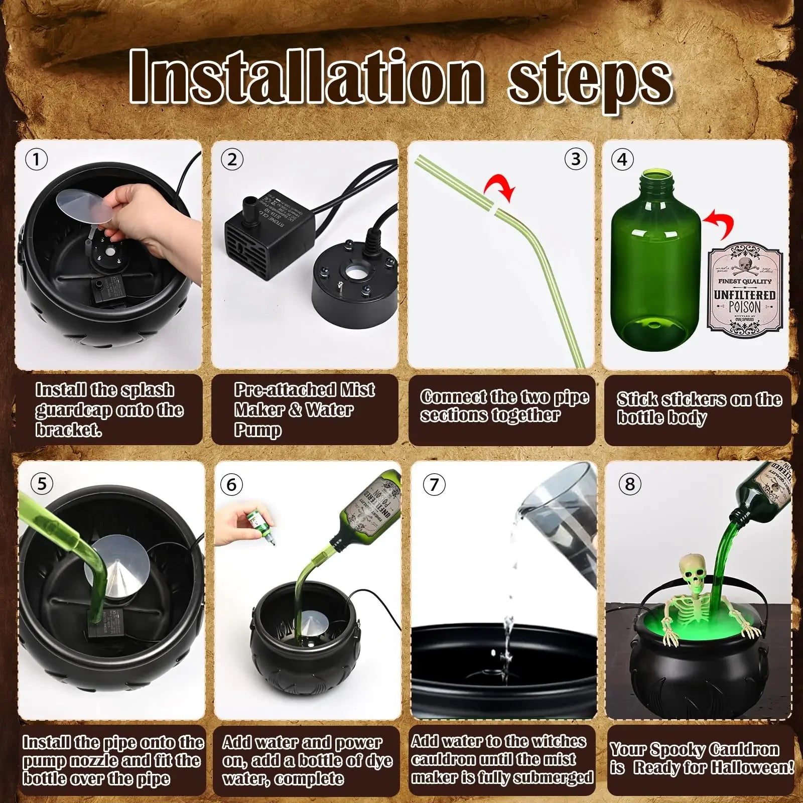 Halloween WitchCauldron with LED Light & Fog Mist