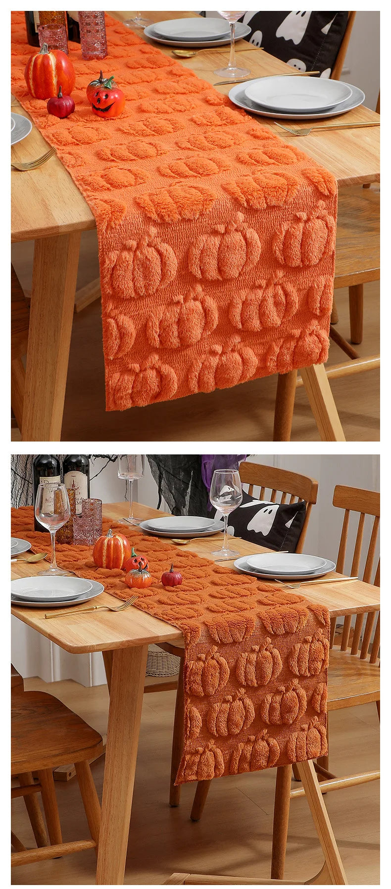 Halloween Ghost & Pumpkin Table Runner