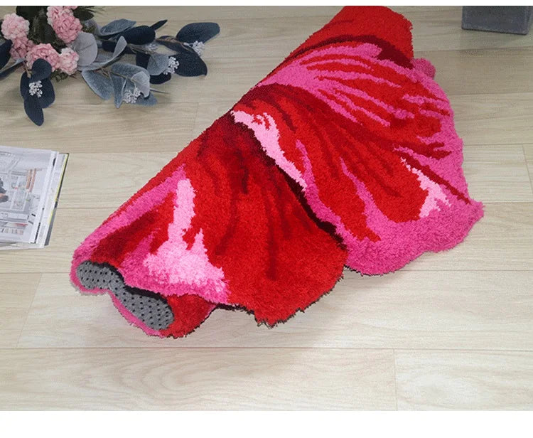 Red Hibiscus Flower Rug