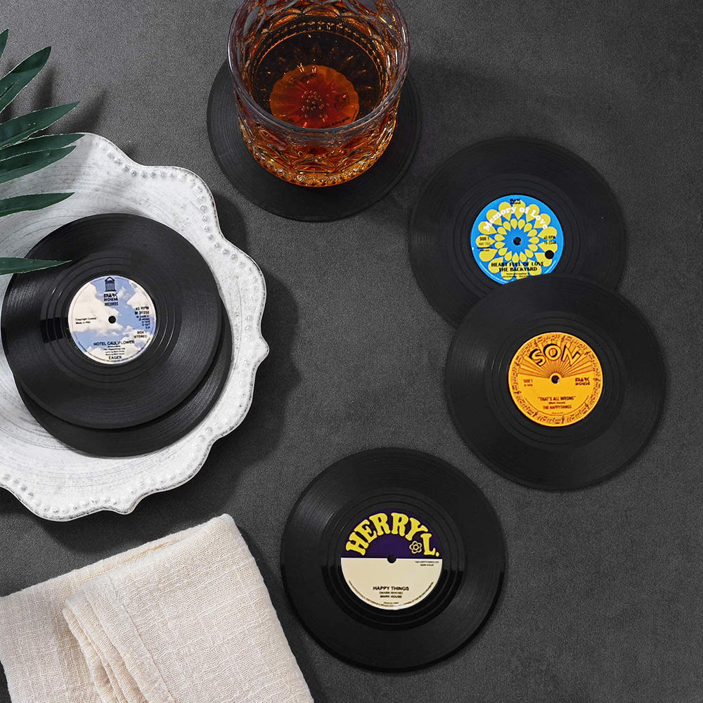 Set of Vinyl Coasters for Drinks