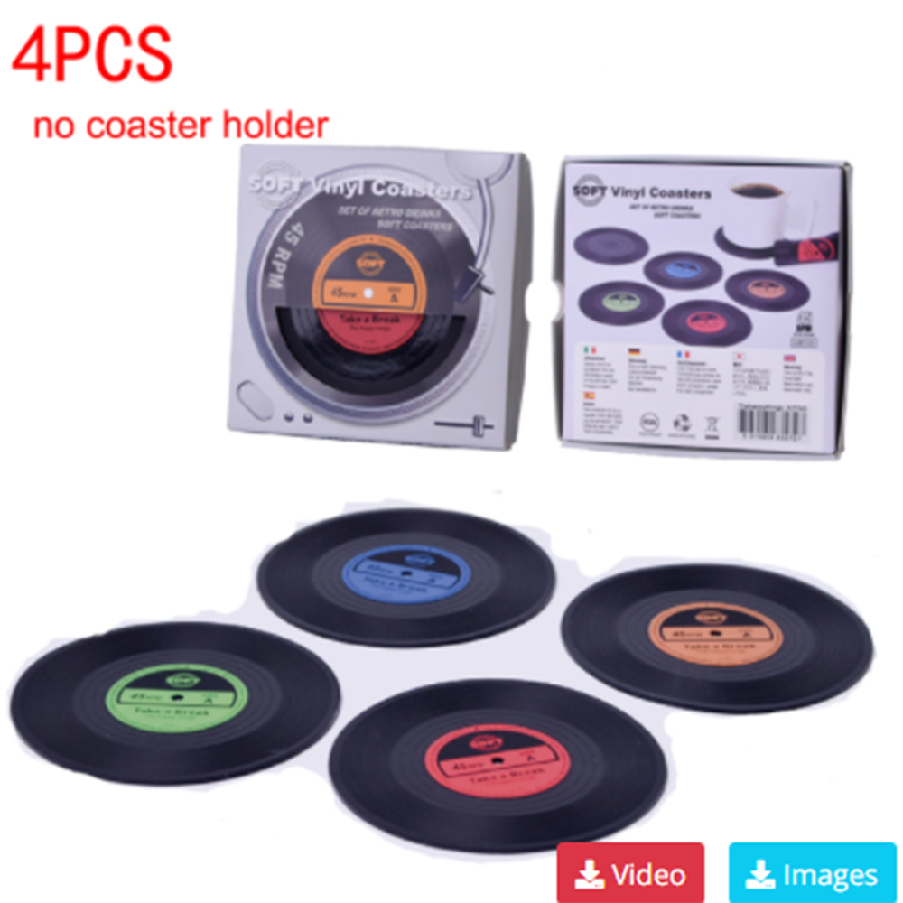 Set of Vinyl Coasters for Drinks