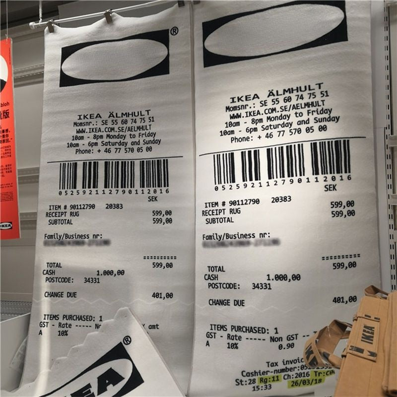 IKEA Bill Receipt Carpet