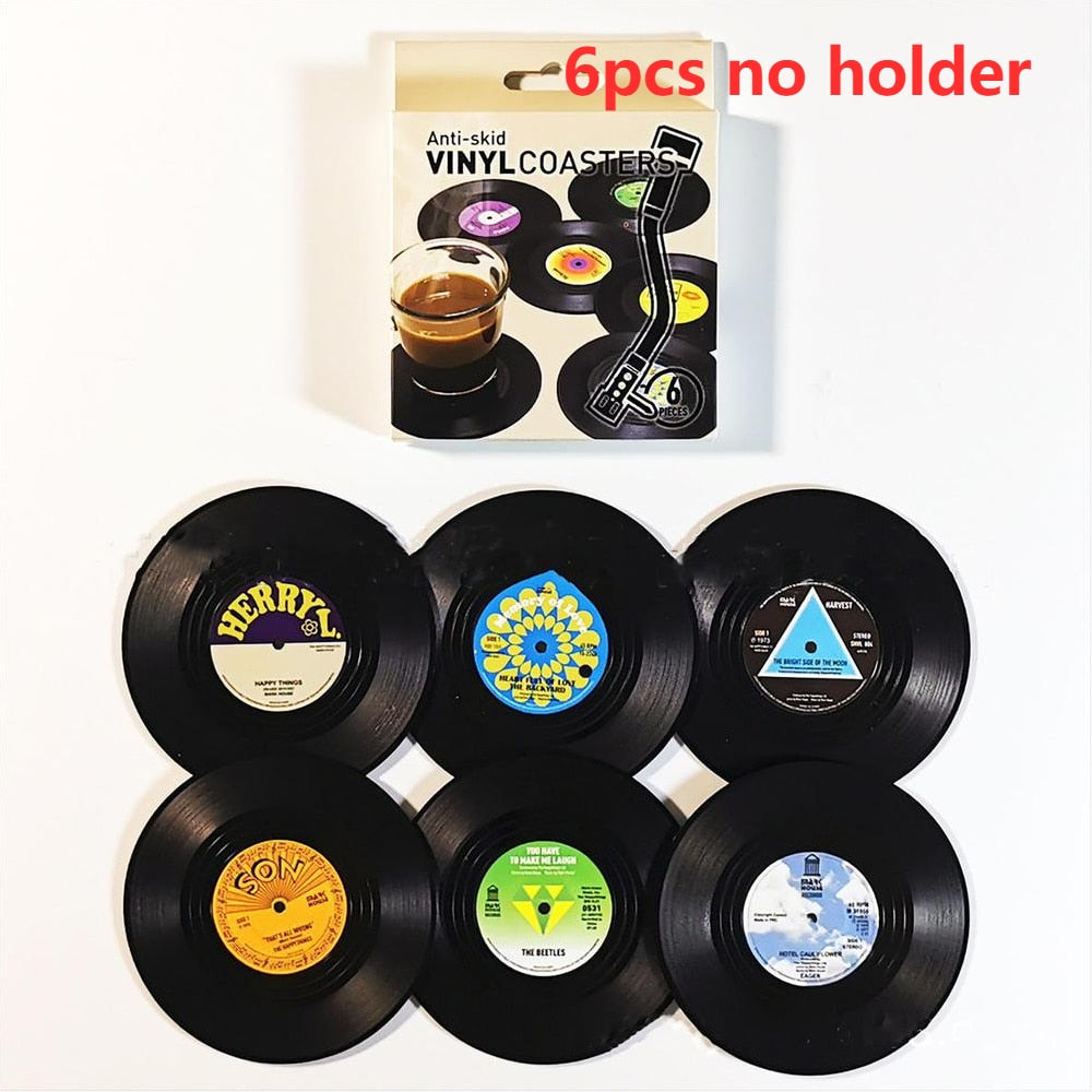 Set of Vinyl Coasters for Drinks
